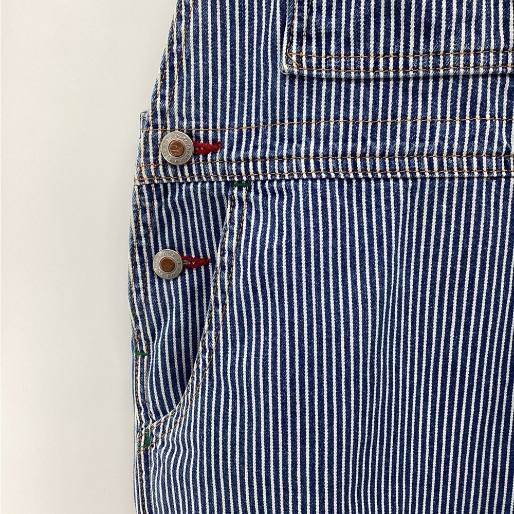Vintage Rockies Blue and White Striped Denim Bib Overalls Sz L inseam34 - Picture 4 of 11